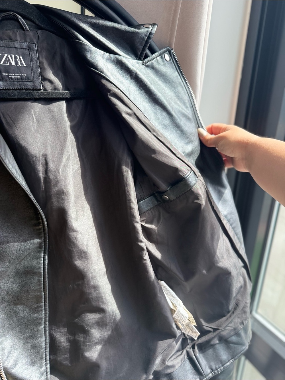 Zara Black Leather Moto Jacket - Men - Picture 2 of 5